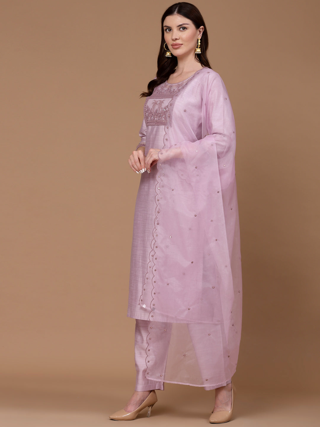 Lavender Silk Kurta Set