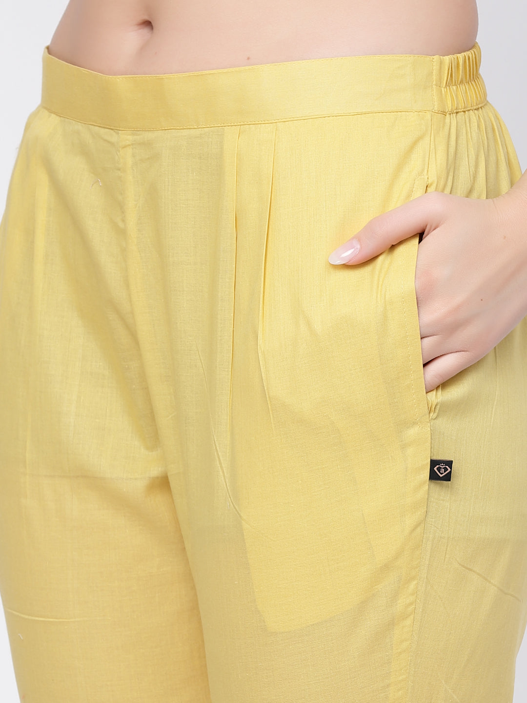 Light Yellow Mal Cotton Kurta Pant with Dupatta Set - ARH721