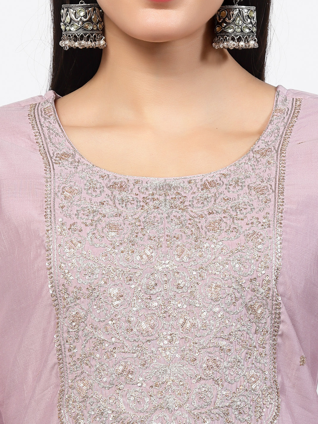 Lilac Chanderi Silk Kurta With Trouser & Dupatta Set-ARH1682L