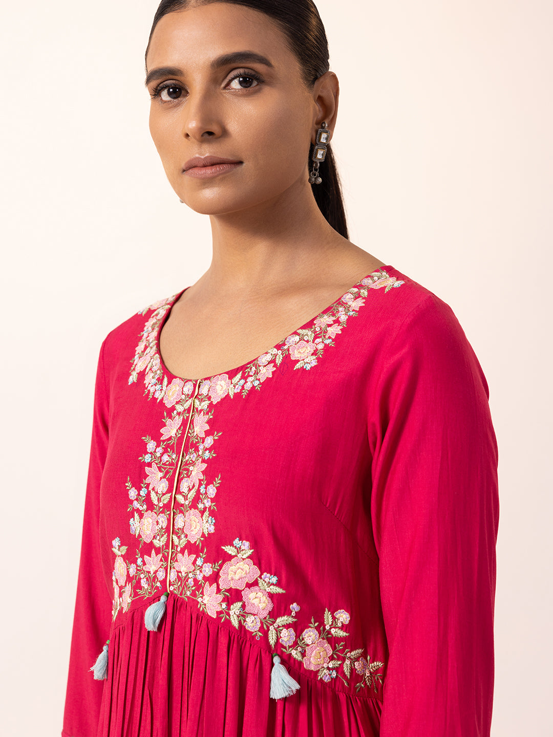 Rani Pink Fit & Flared Embroidered Dress-ARH1697A