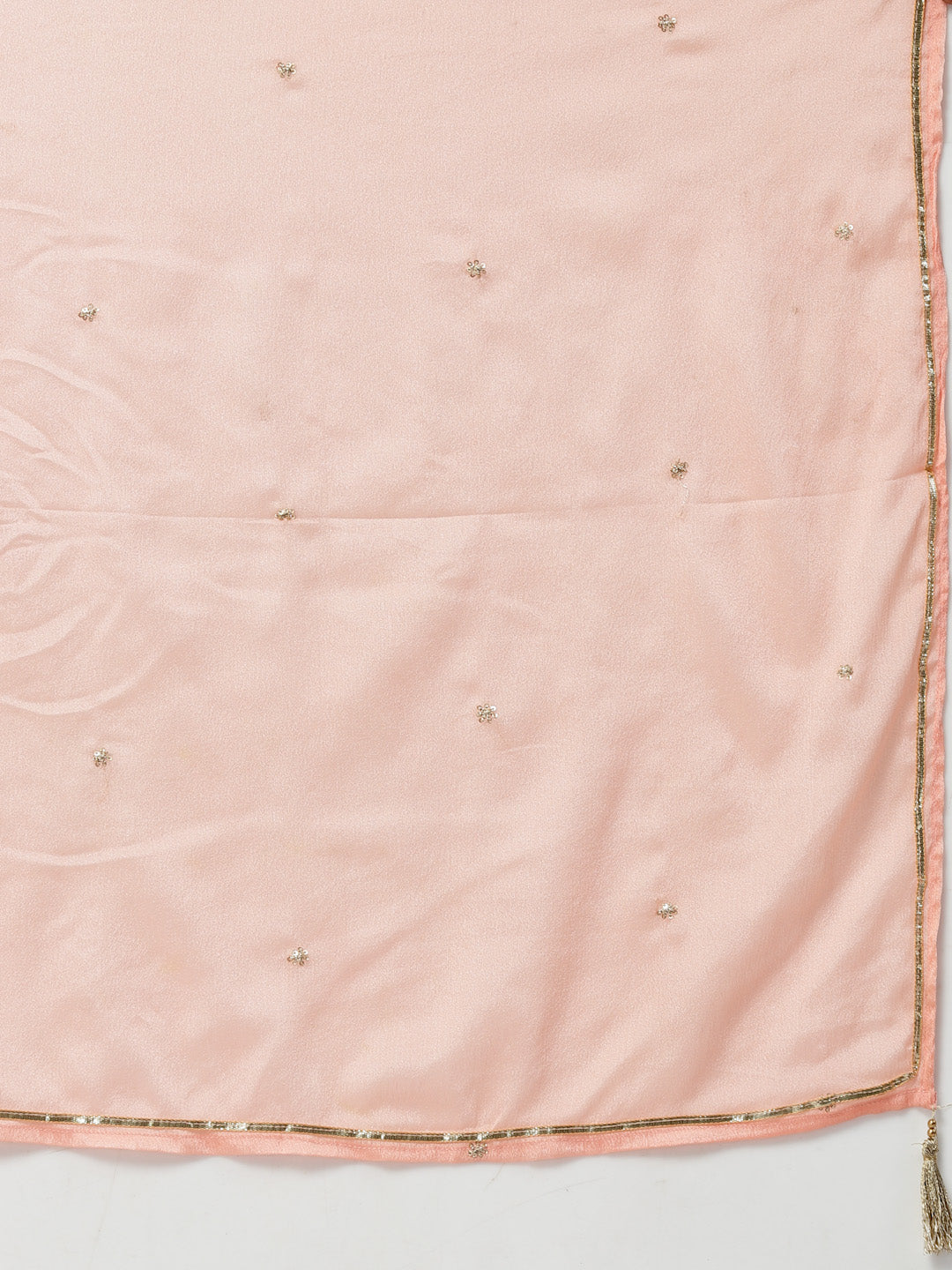 Peach Chanderi Silk Embroidered Kurta Set-ARH1723P