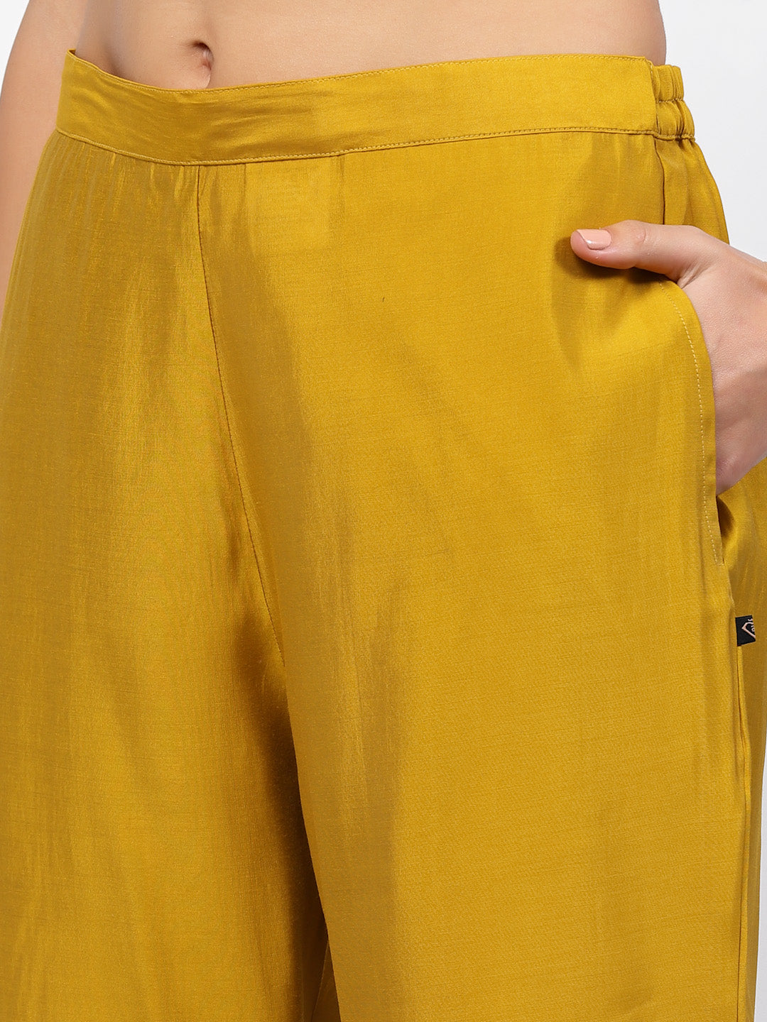 Mustard Chanderi Silk Kurta With Trouser & Dupatta Set-ARH1723Y