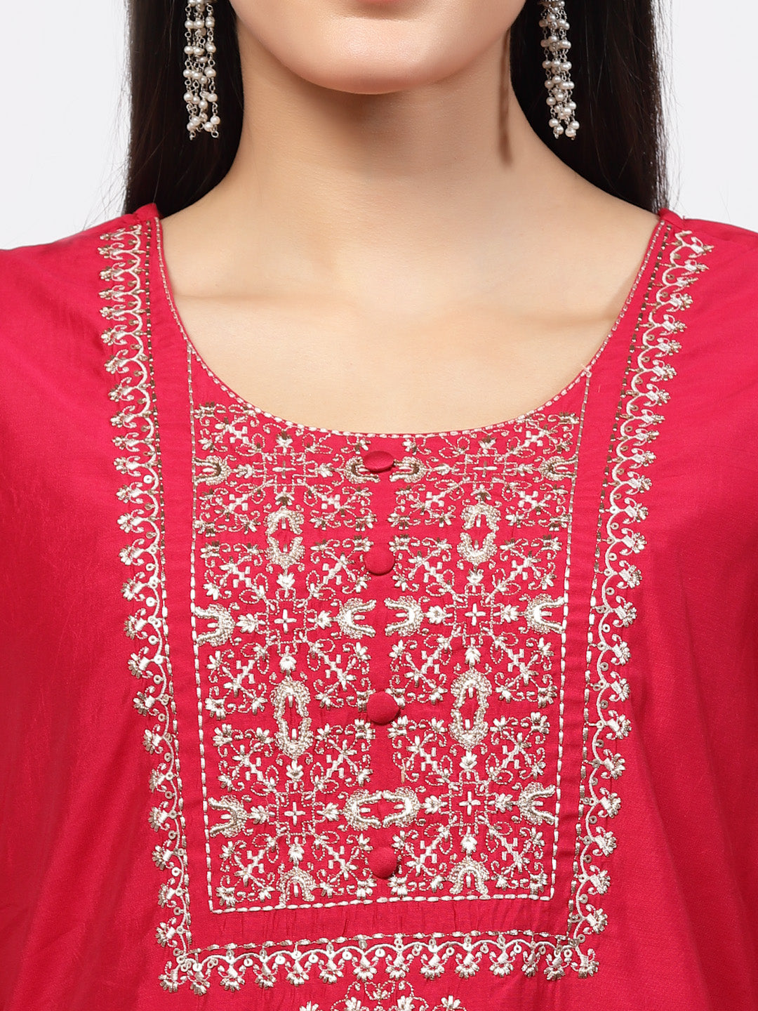 Embroidered Straight Chanderi Silk Kurta Set-ARH1857P