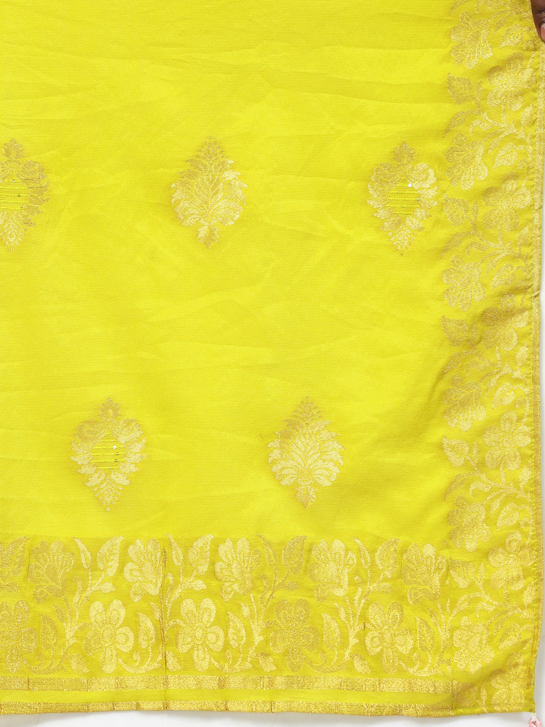 Gathered Chanderi Silk Embroidered Flared Kurta Set-ARH2040Y