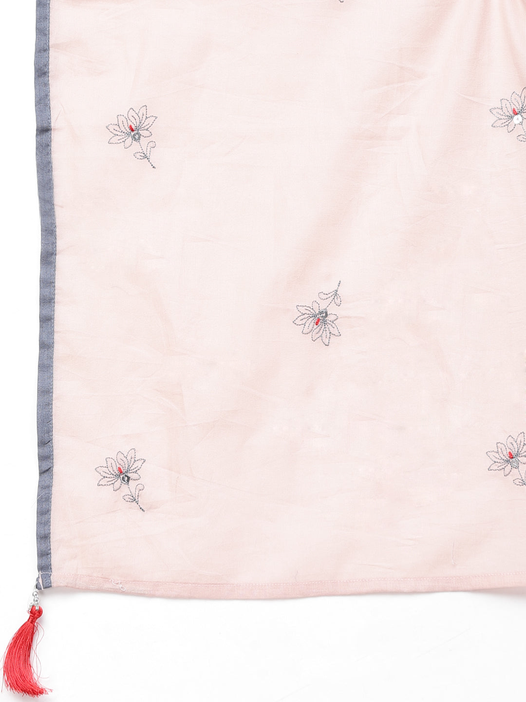 Oyster Pink Mal Cotton Thread Work Kurta Pant With Dupatta - ARH720