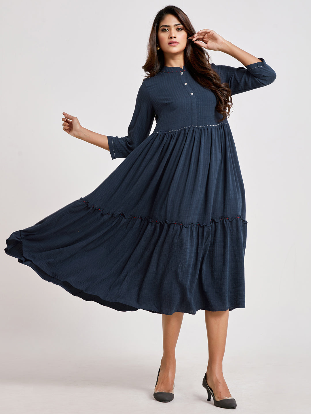 Fit & Flared Tiered Dress - ARH1001