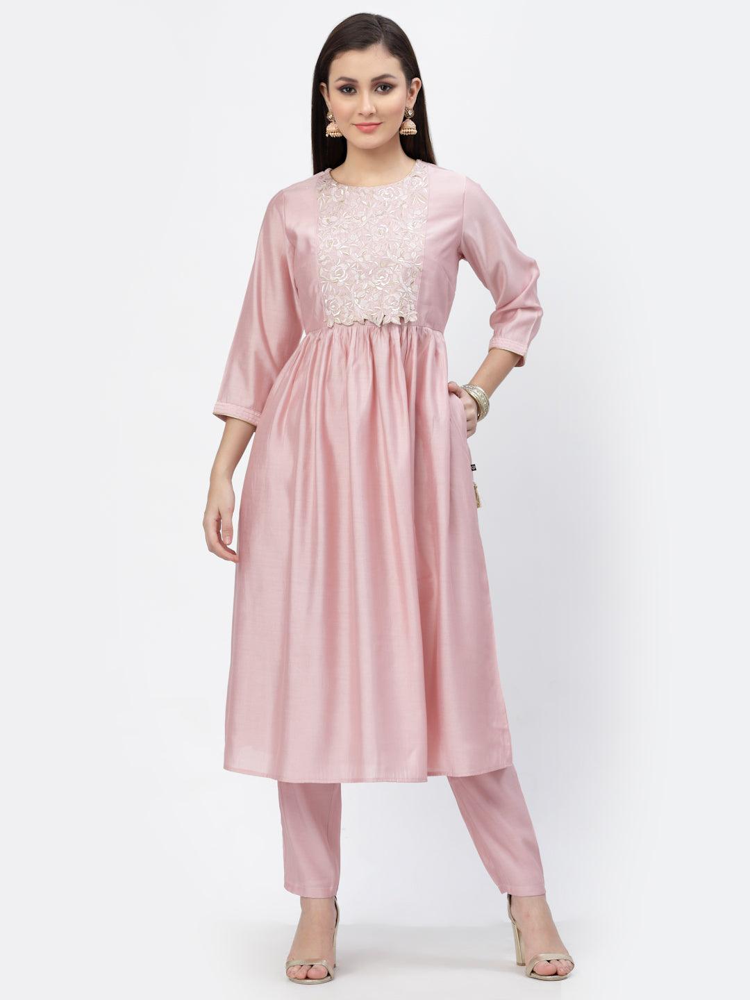 Embellished Yoke Gathered Kurta Set