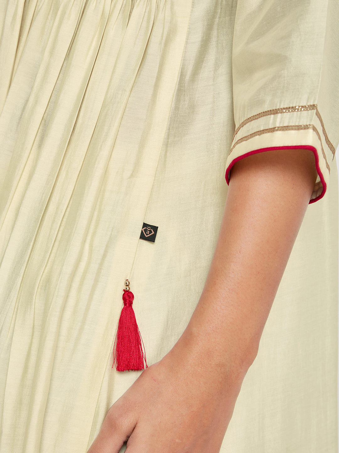 Gathered Off-White Kurta Palazzo Set - ARH1157