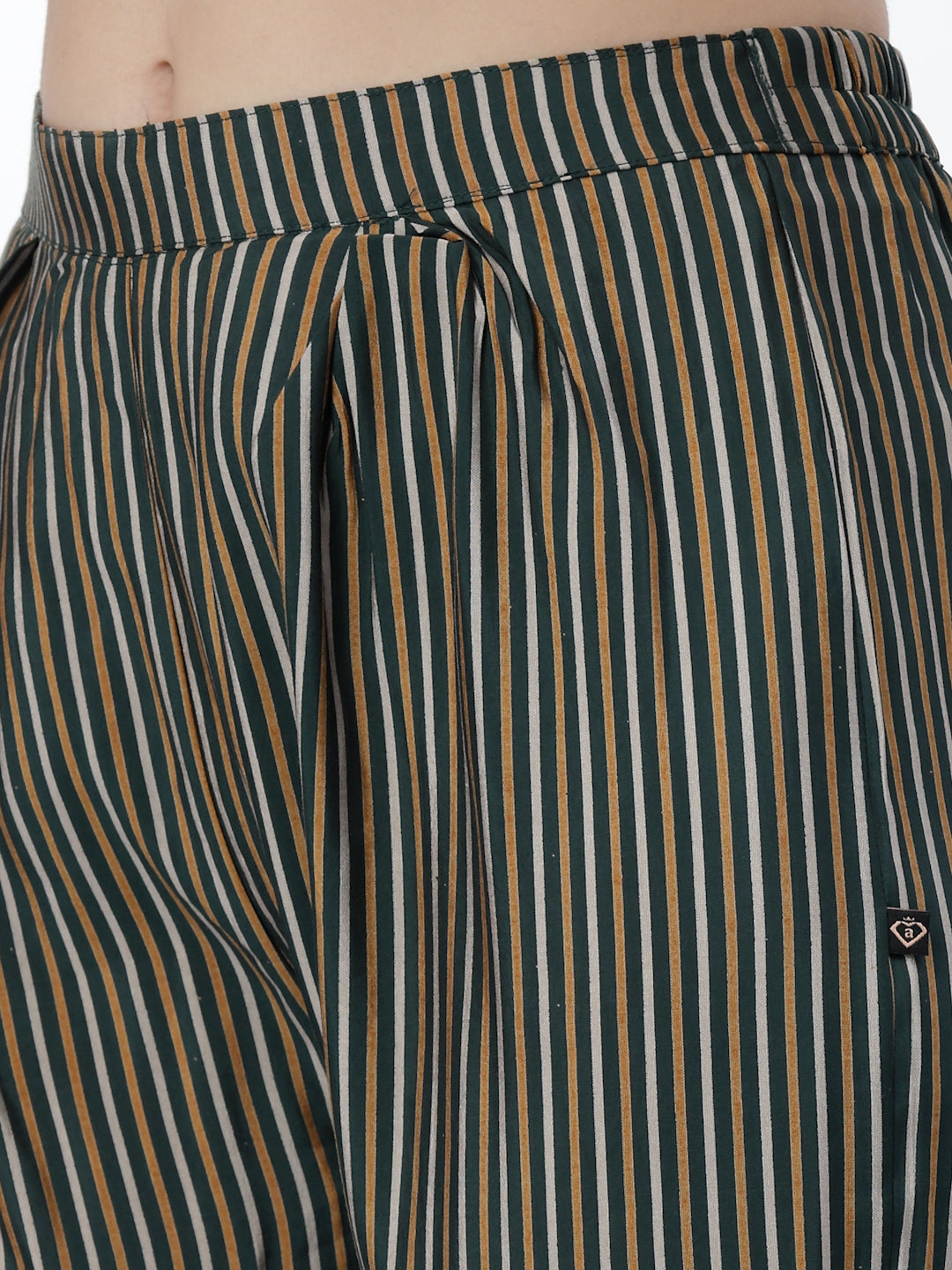 Floral Printed Gathered Kurta With Stripe Printed Trouser - ARH1163G