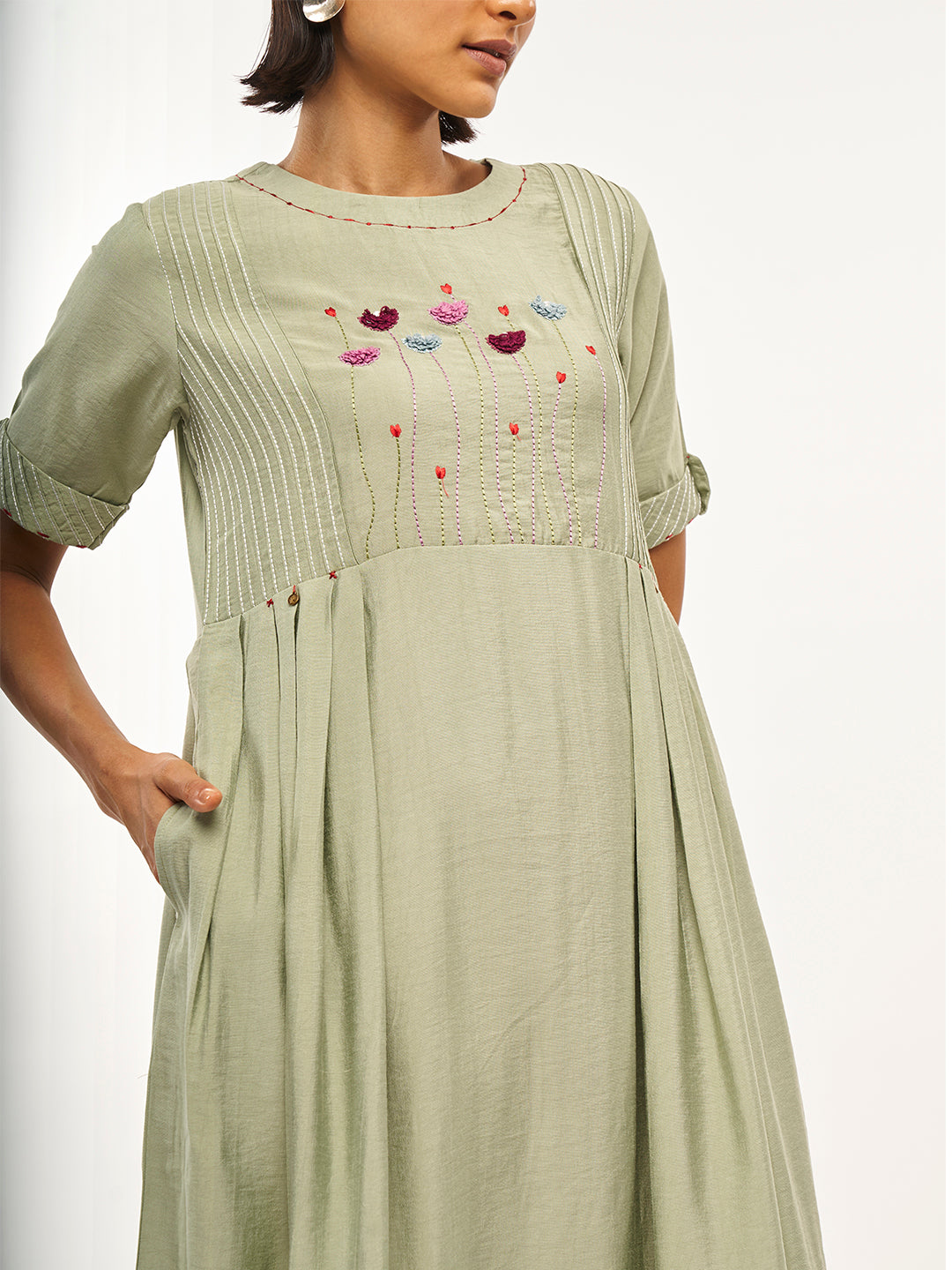 Pista Embroidered Gathered Dress - ARH122