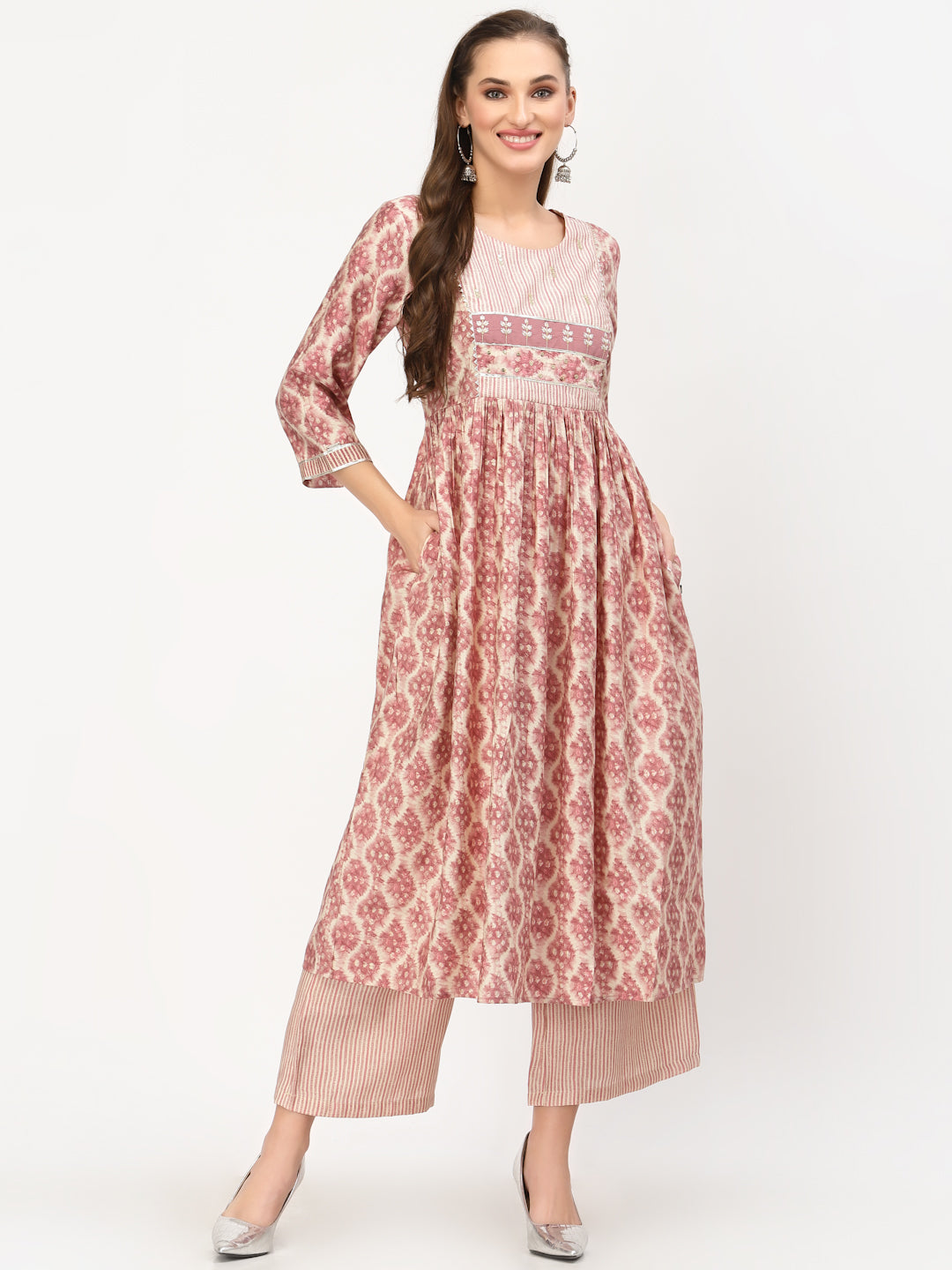 Fit & Flared Kurta With Palazzo & Dupatta Set - ARH1450P