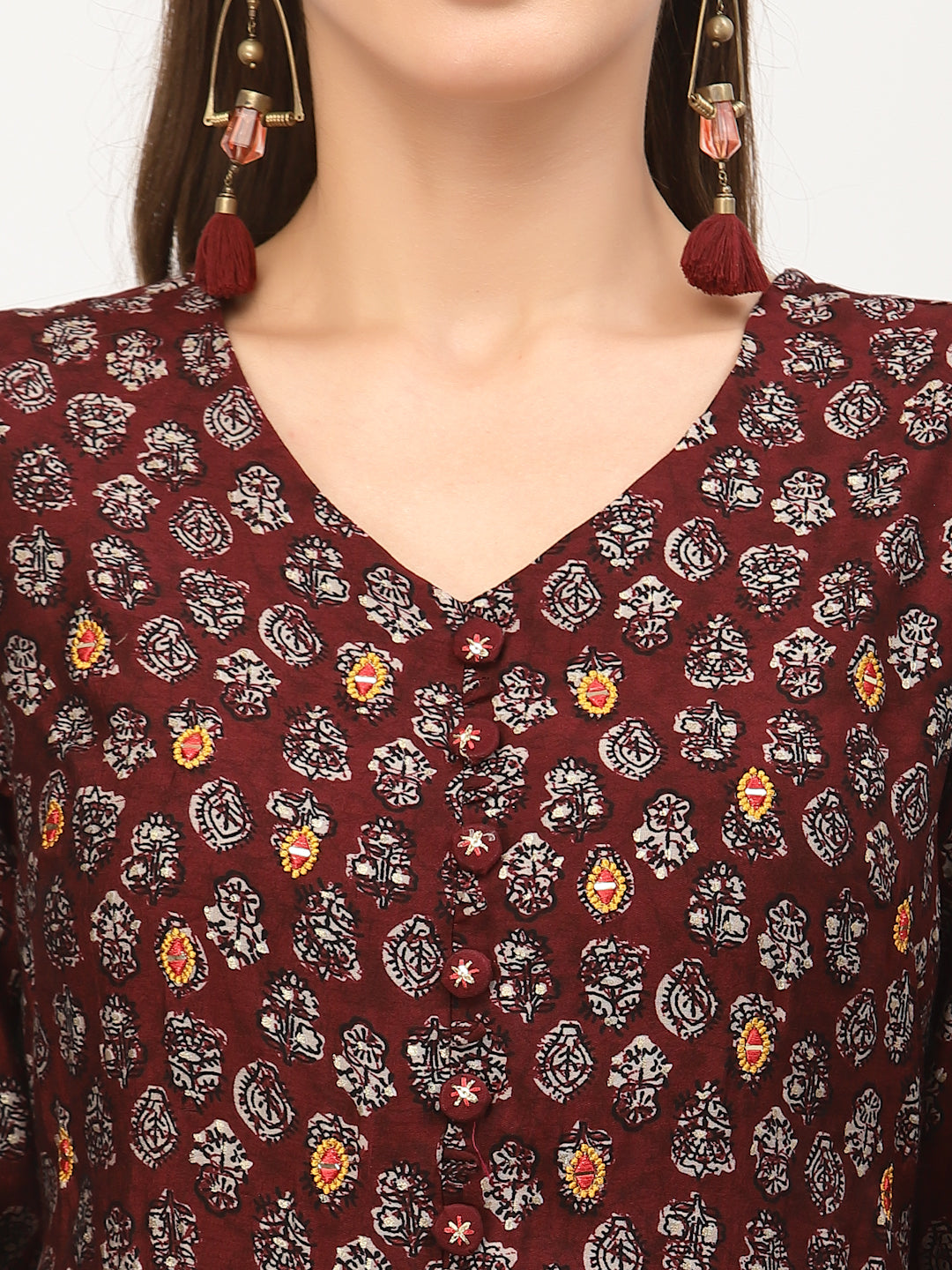Maroon A-Line Kurta With Palazzo & Dupatta Set - ARH1459M