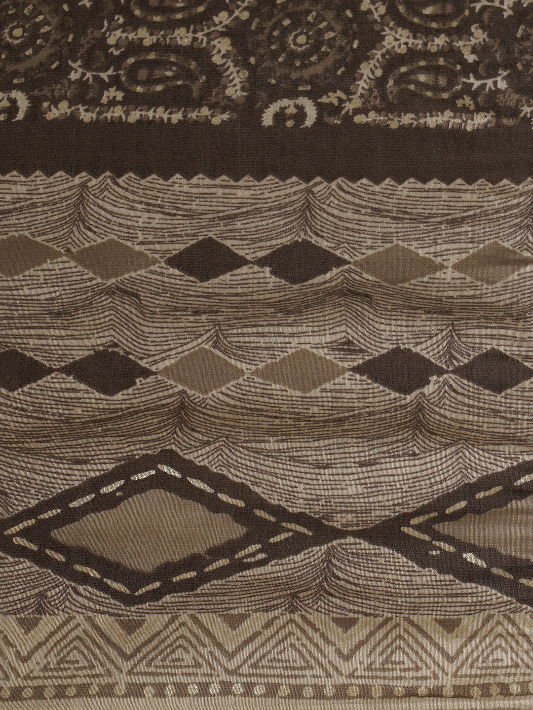 Grey Paisley Printed Flared Gathered Kurta With Trouser & Dupatta Set - ARH1511G