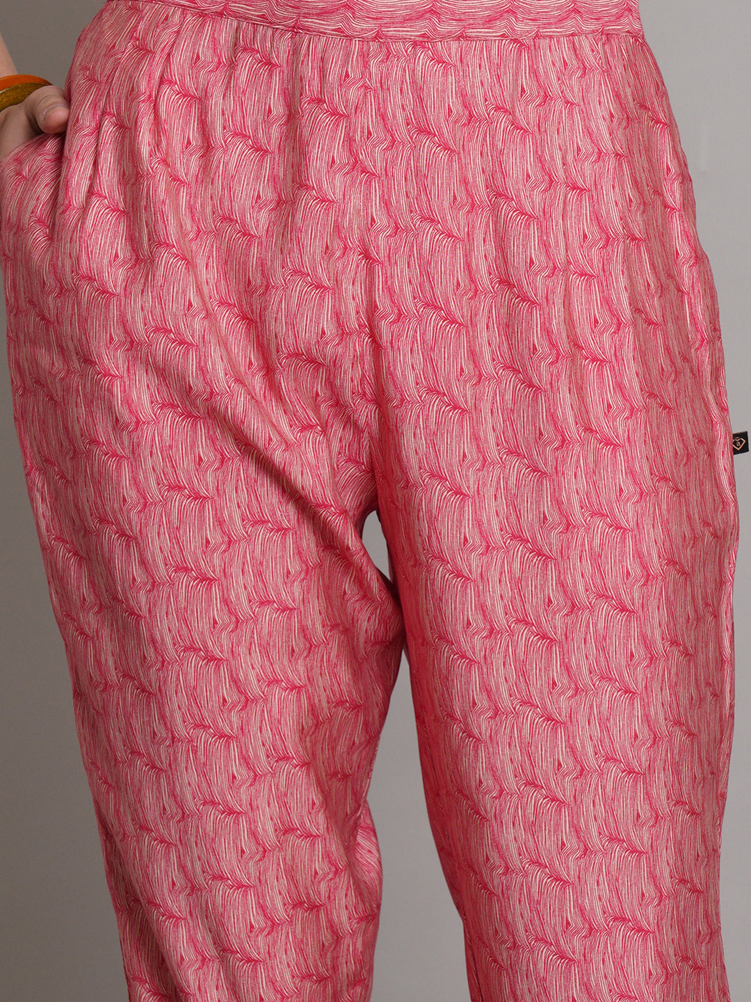 Hot Pink Paisley Printed Flared Gathered Kurta With Trouser & Dupatta Set - ARH1511R