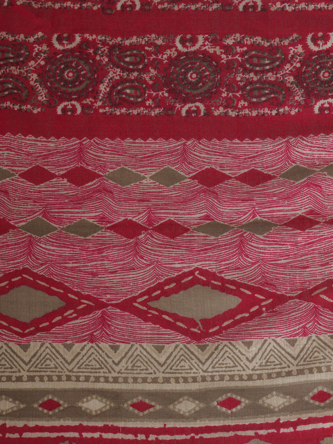Hot Pink Paisley Printed Flared Gathered Kurta With Trouser & Dupatta Set - ARH1511R