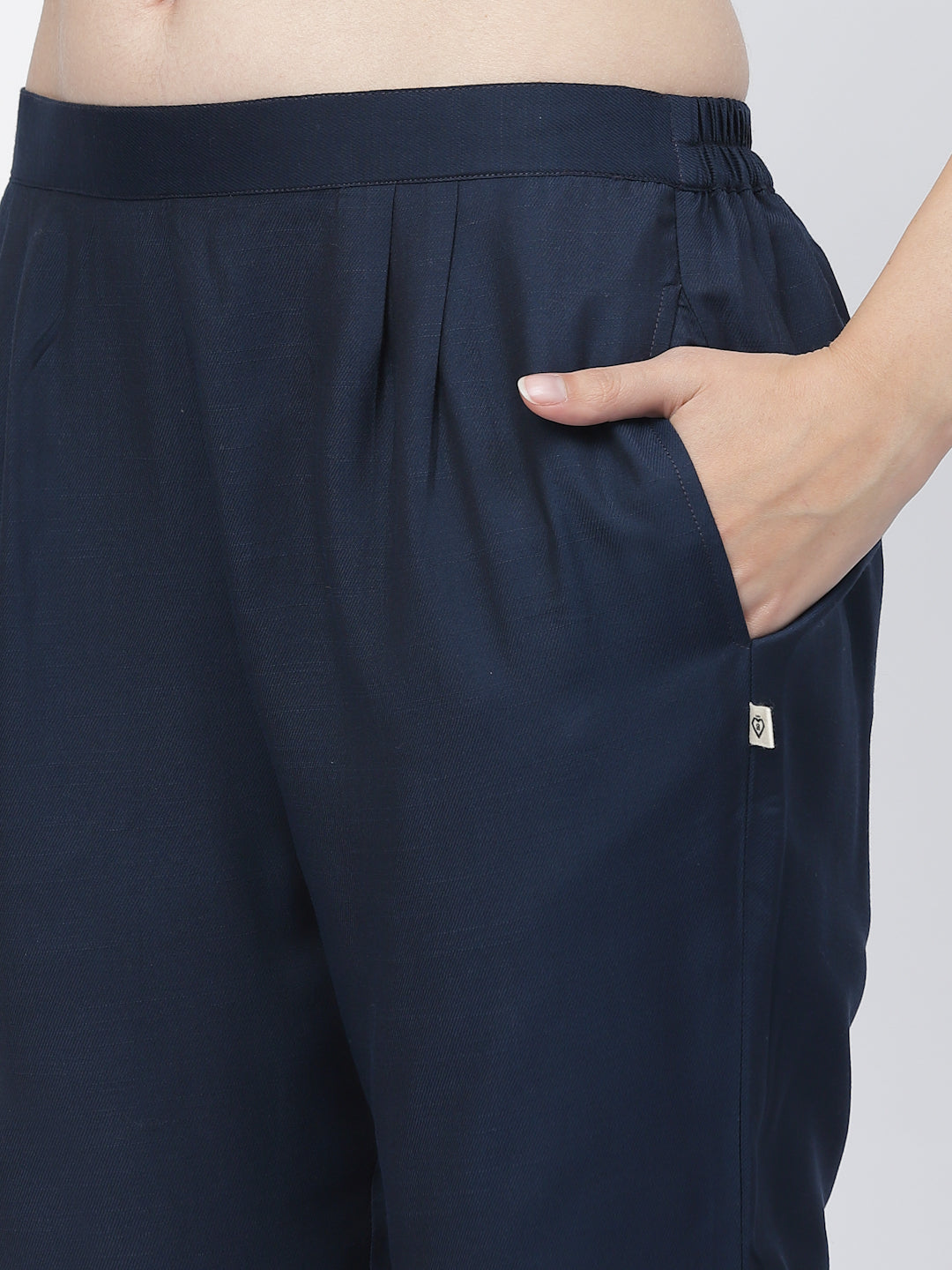 Embroidered Dark Blue Grey Viscose Silk Kurta Pant Set with Gathers - ARH1617