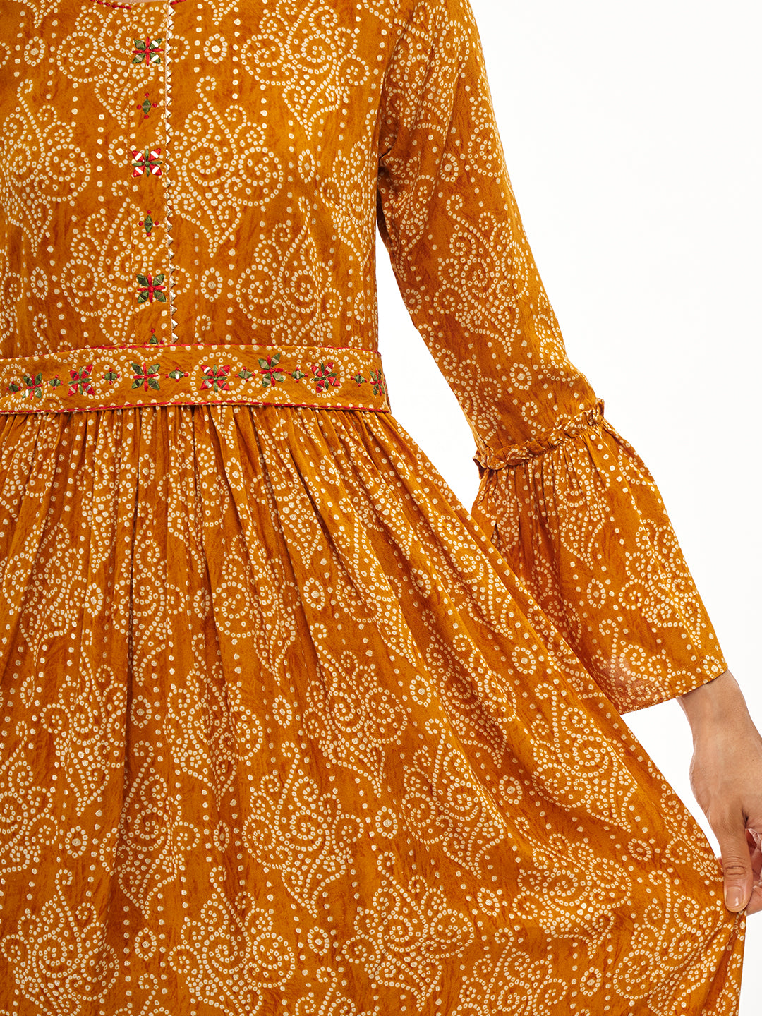Bandhani Print Tie Up Dress - ARH248M