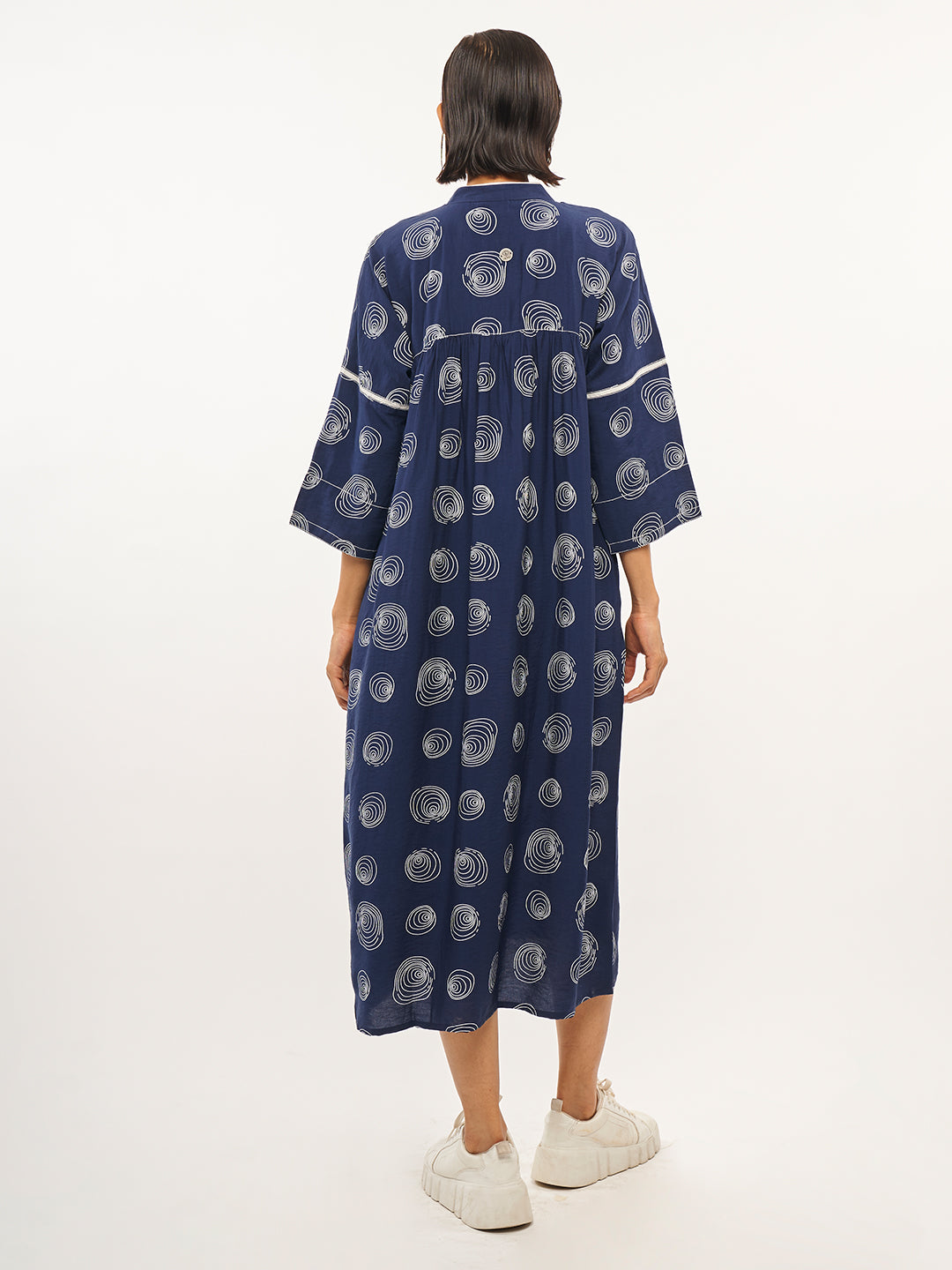 Blue Abstract Empire Dress - ARH362