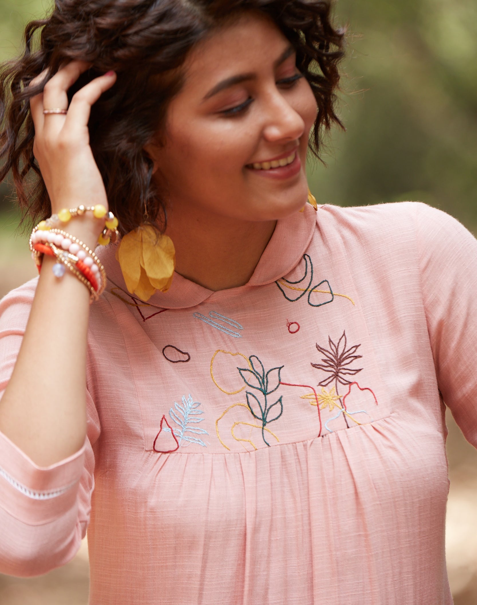 Pink Embroidered A-Line Dress - ARH450AB