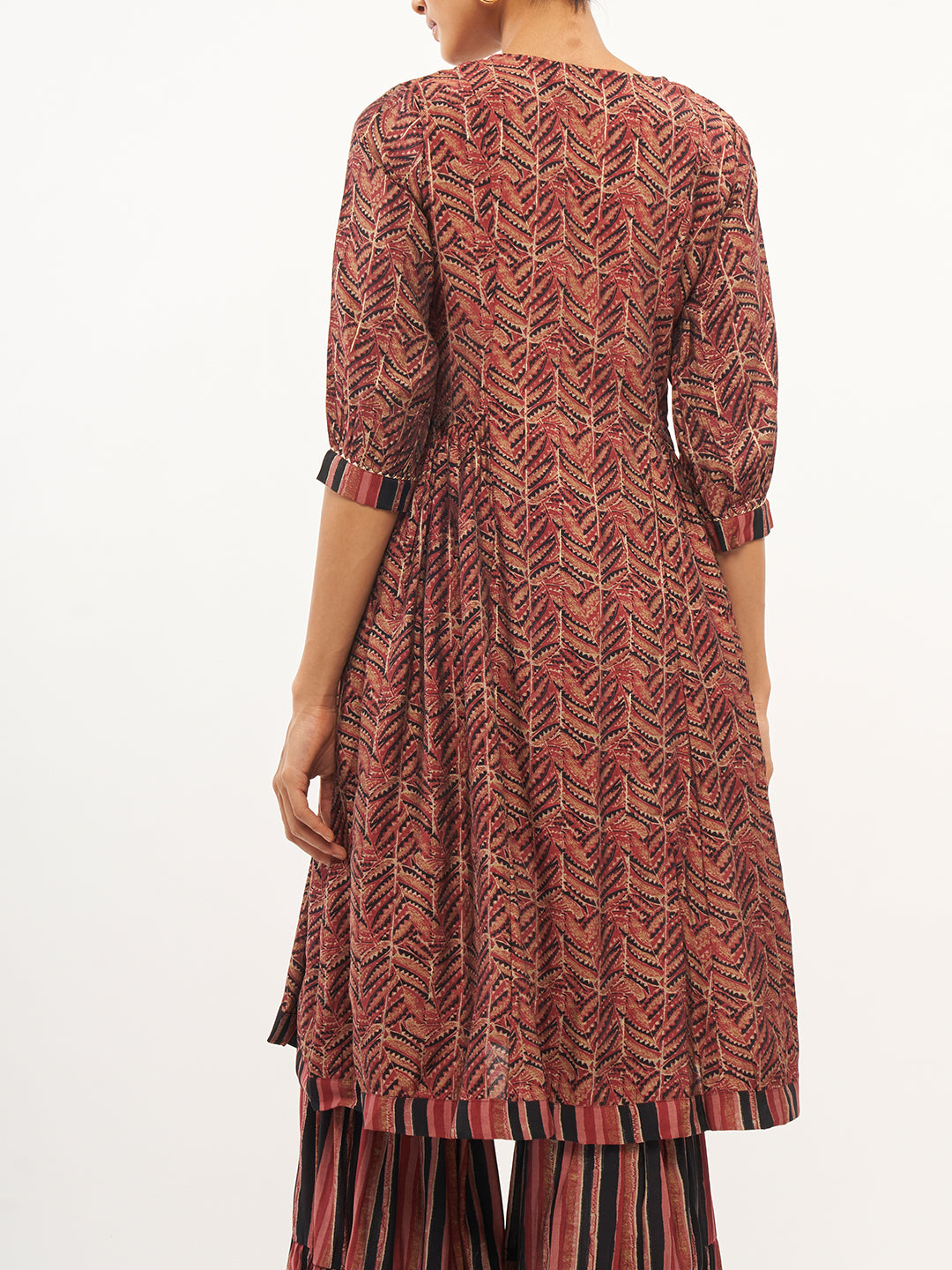 Leaf Print Flared Kurta Set - ARH452M