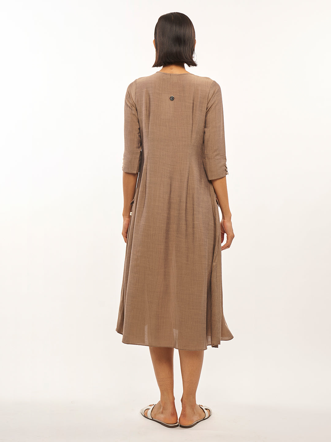 A-Line Dress With Mock Buttons - ARH476