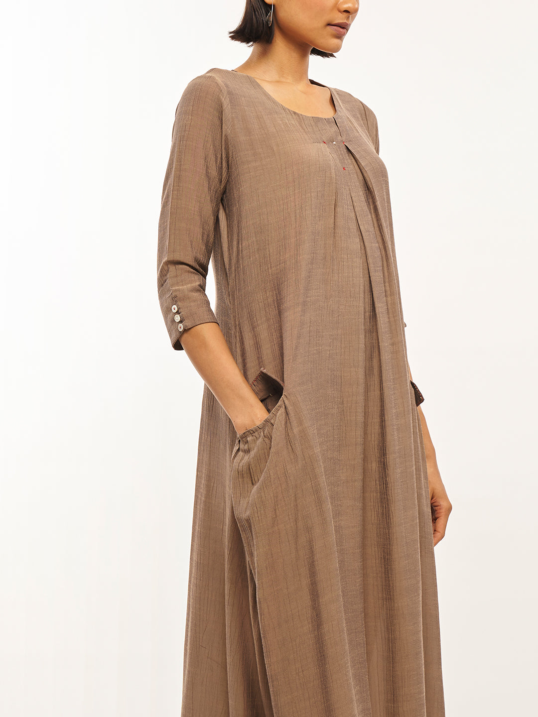 A-Line Dress With Mock Buttons - ARH476