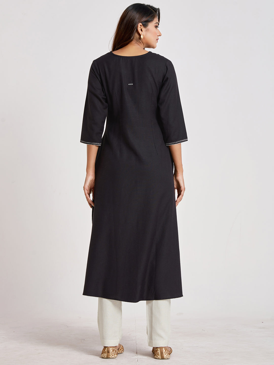 Black Embroidered Kurta Set - ARH509