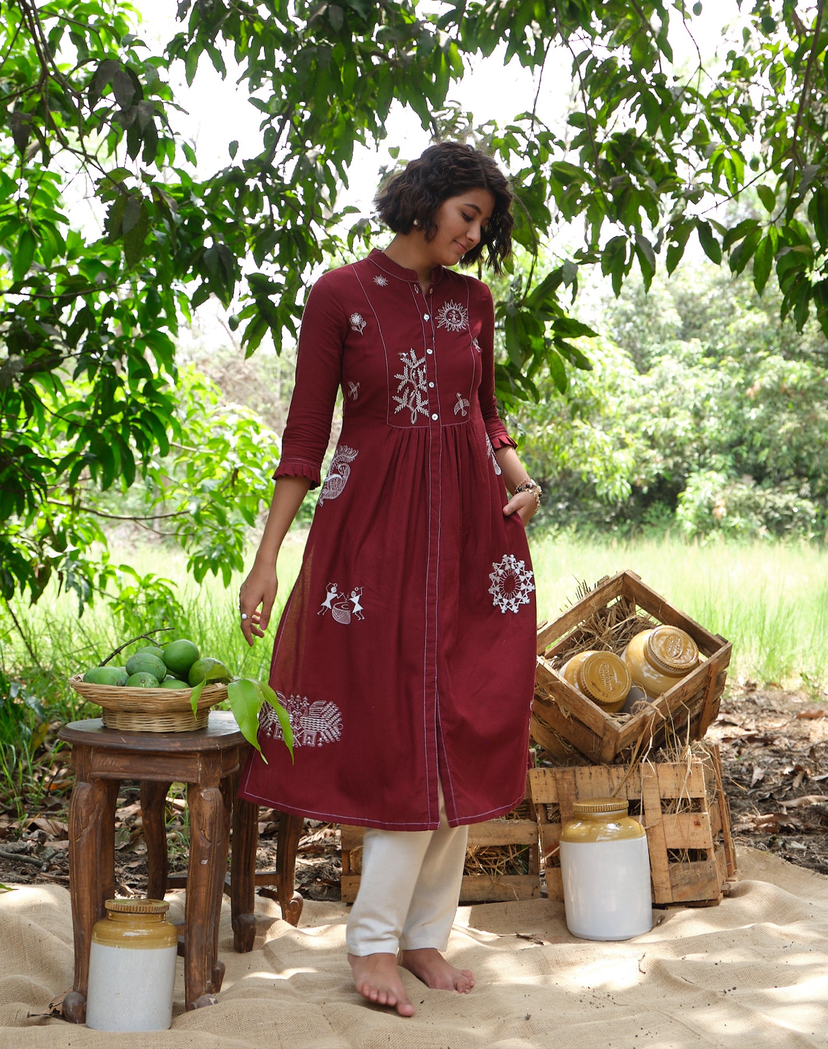 Embroidered Kurta With Trouser - ARH513AB