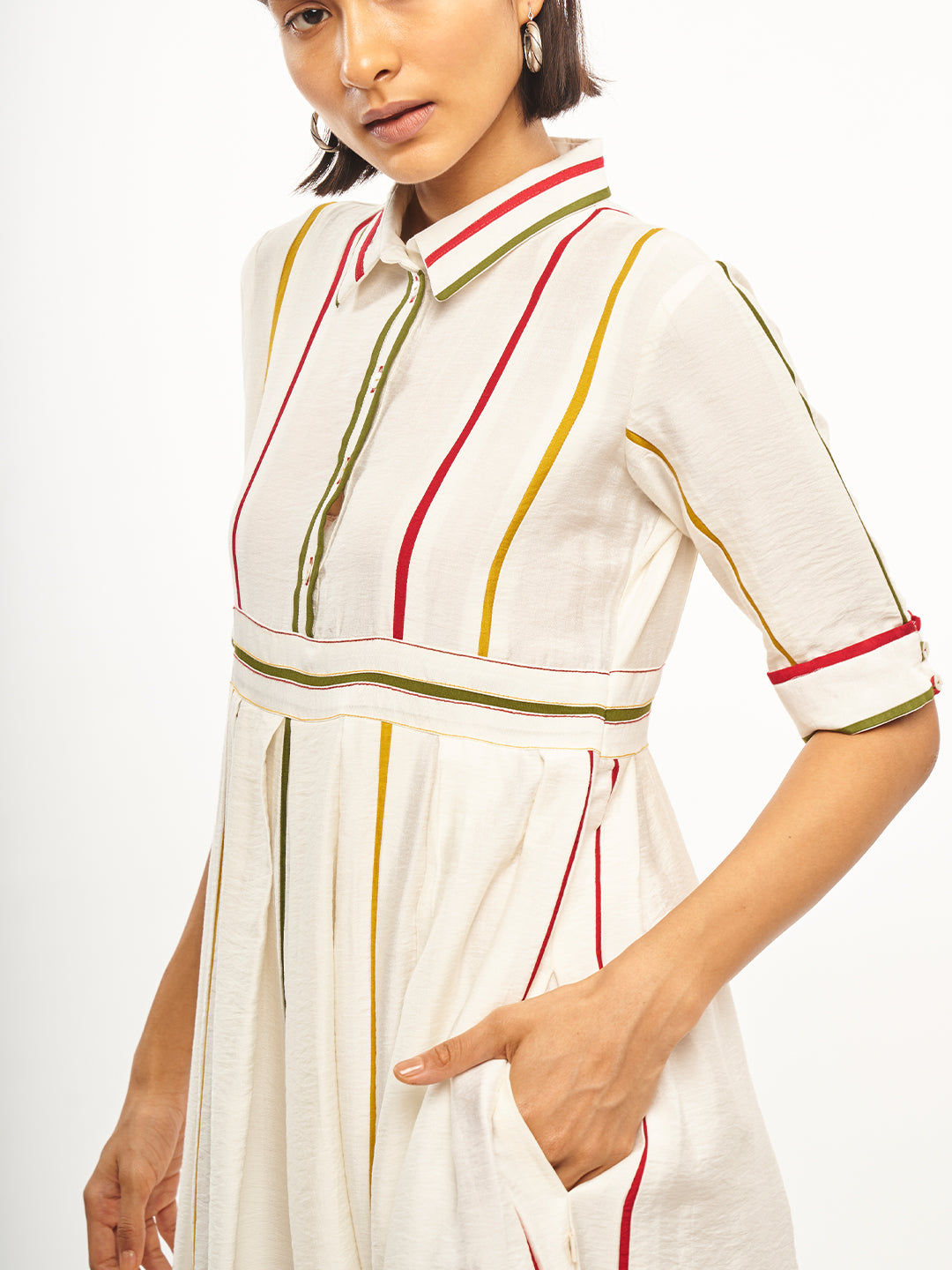 Stripe Printed Flared Dress - ARH738
