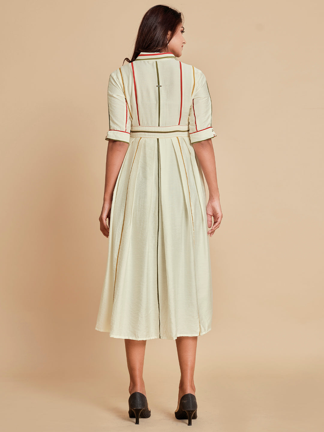 Stripe Print Flared Dress - ARH738A