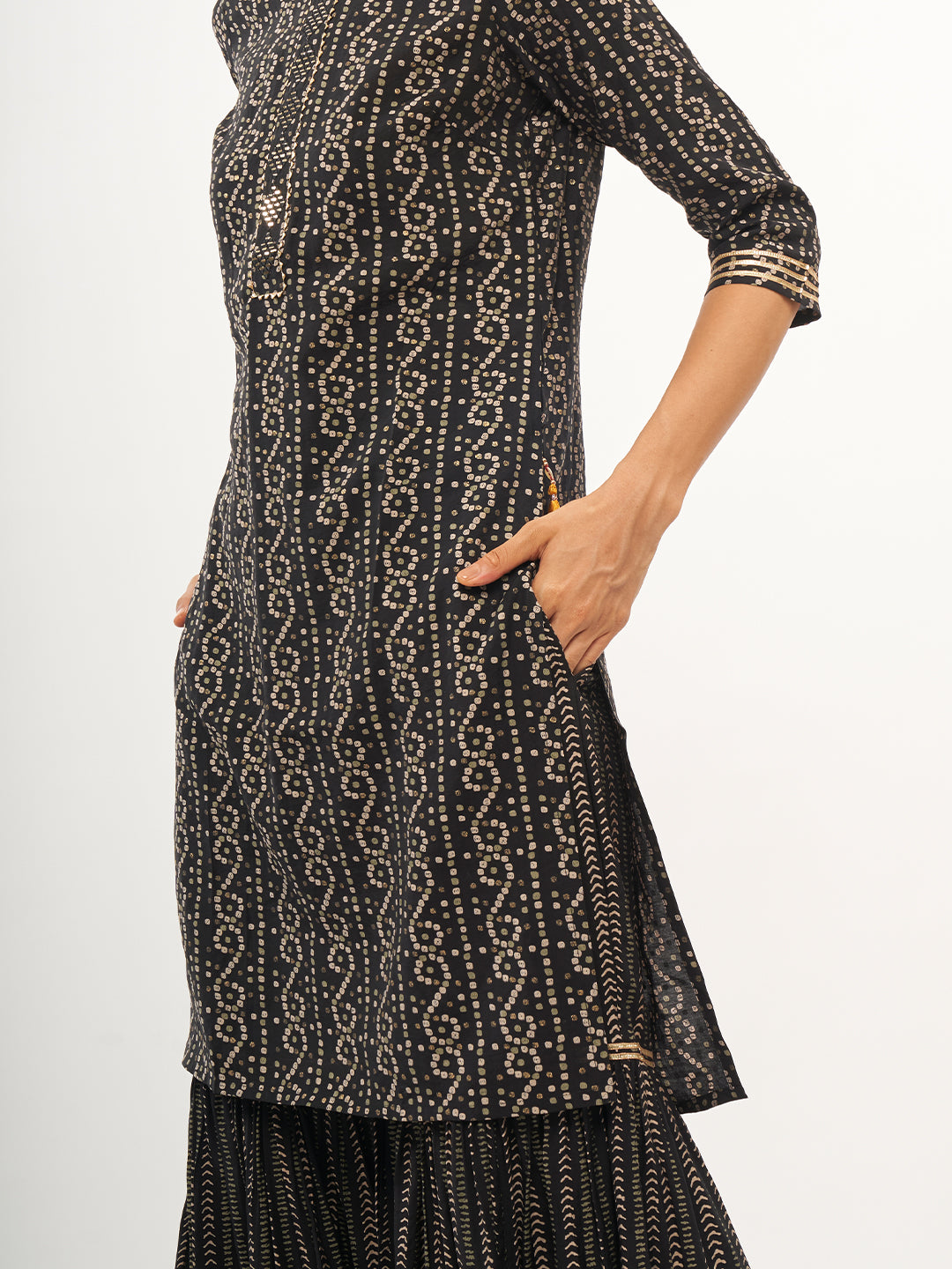 Bandhani Print Kurta Sharara Set - ARH745B