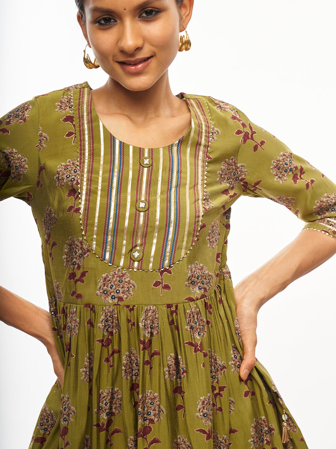 Floral Print Flared Kurta Set - ARH755G
