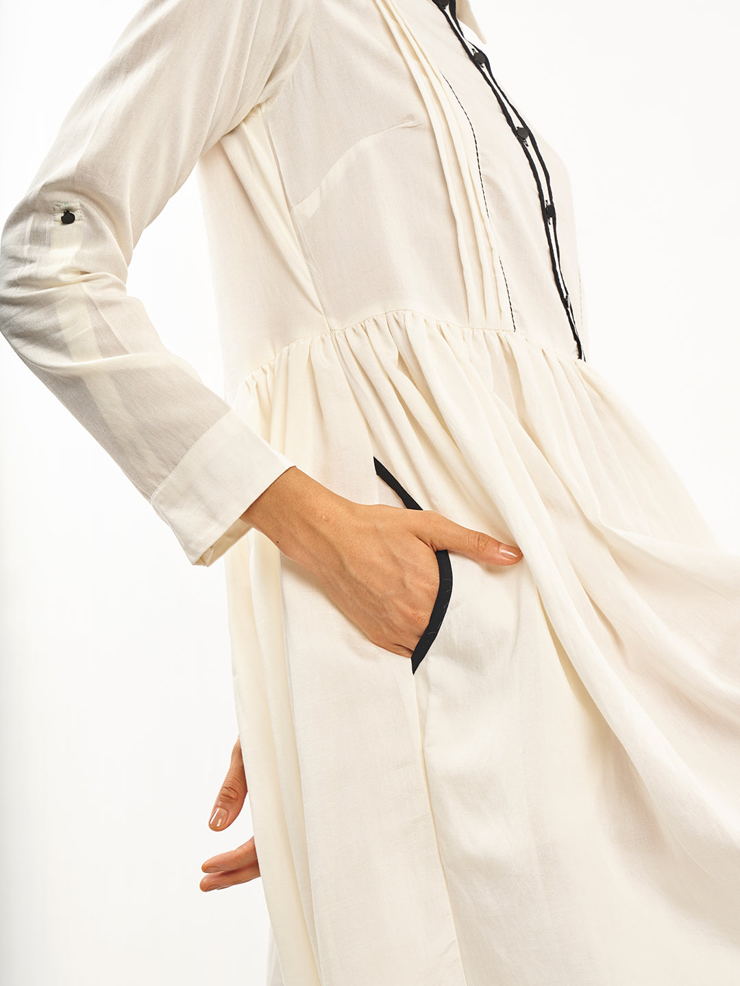 Flared Solid Shirt Dress - ARH759