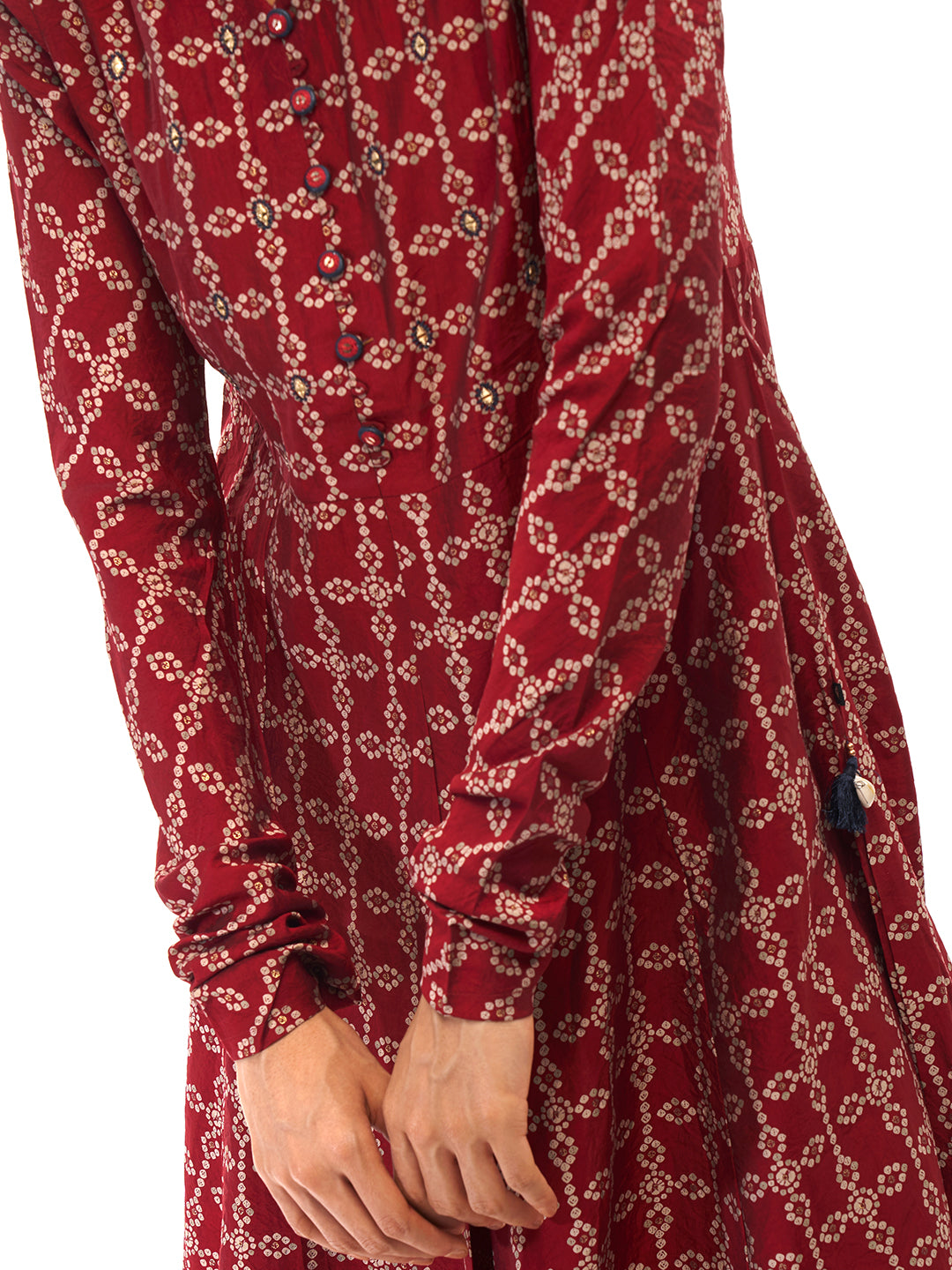Maroon Kurta Set With Bandhani Print - ARH767R