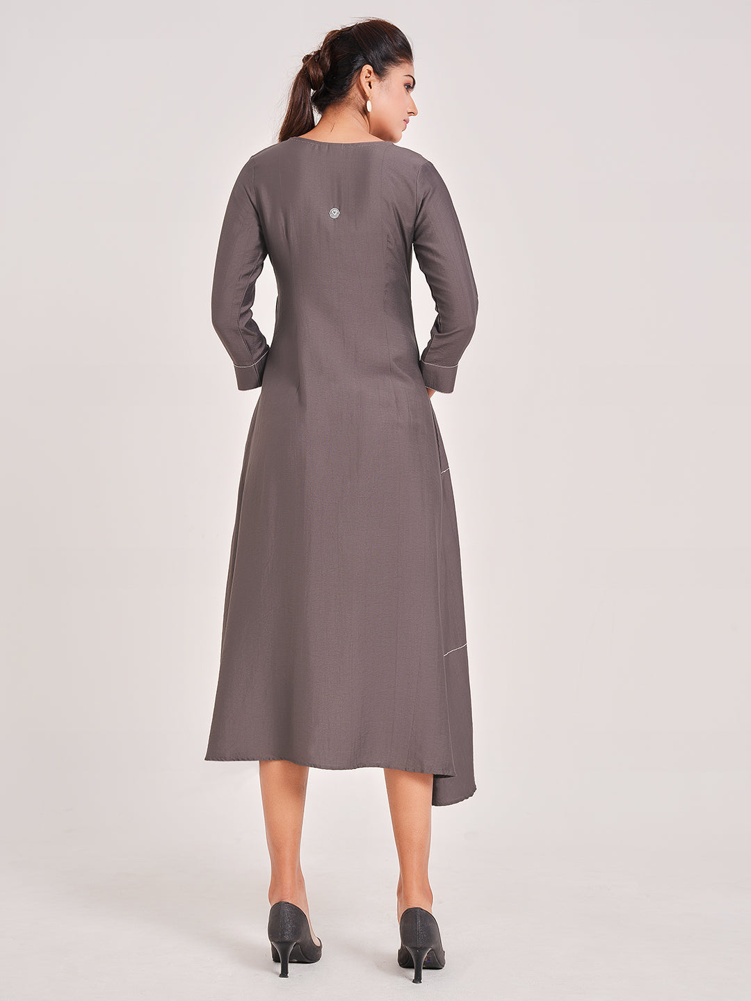 Rosy Brown Patch Work Dress - ARH827