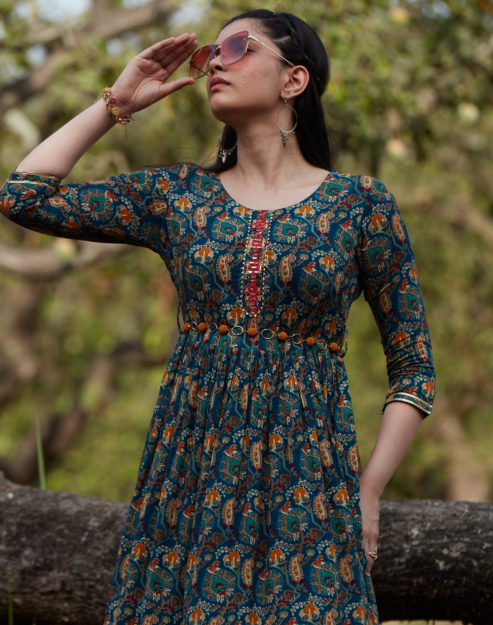 Paisley Floral Print Fit & Flared Dress - ARH884BAB