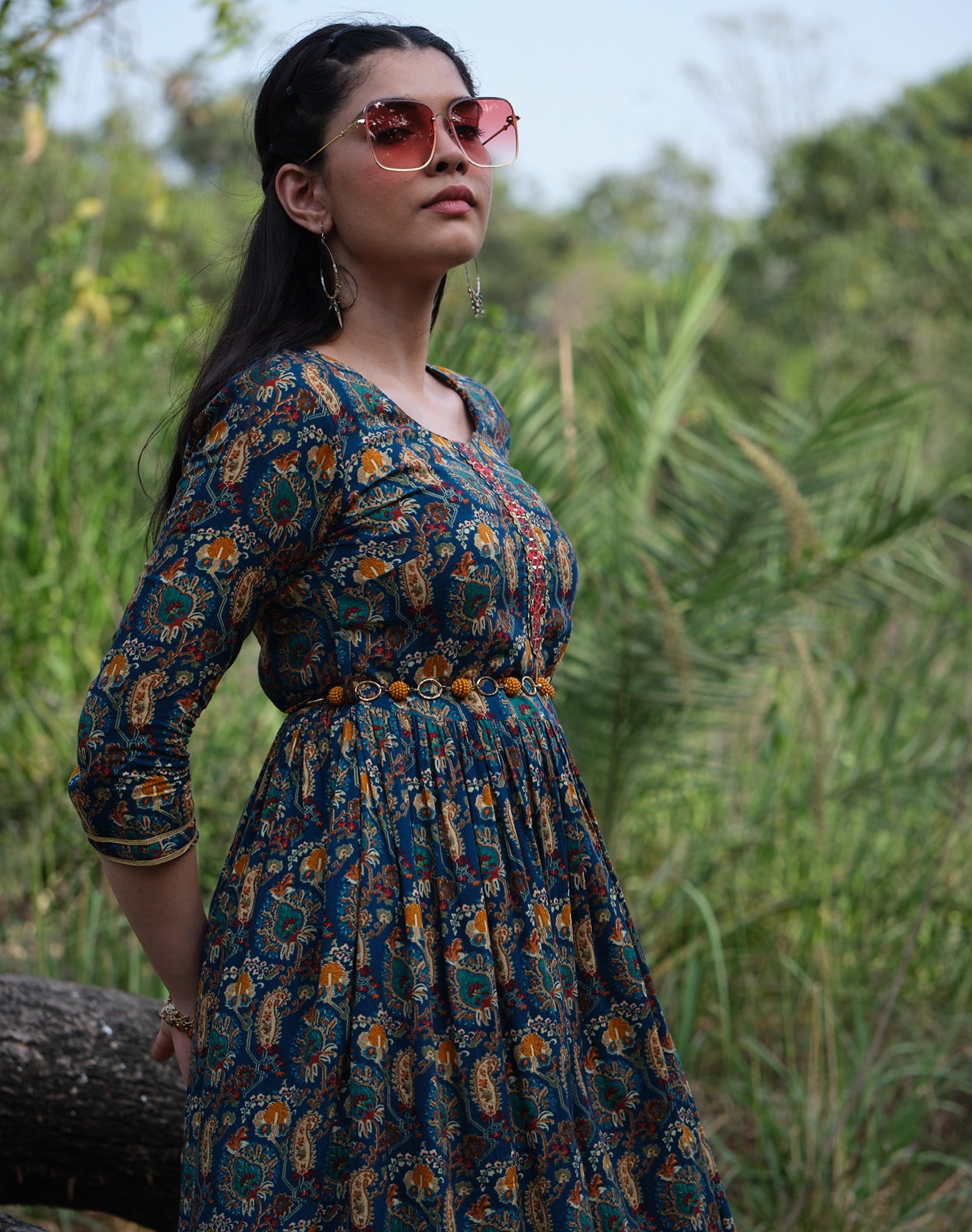 Paisley Floral Print Fit & Flared Dress - ARH884BAB