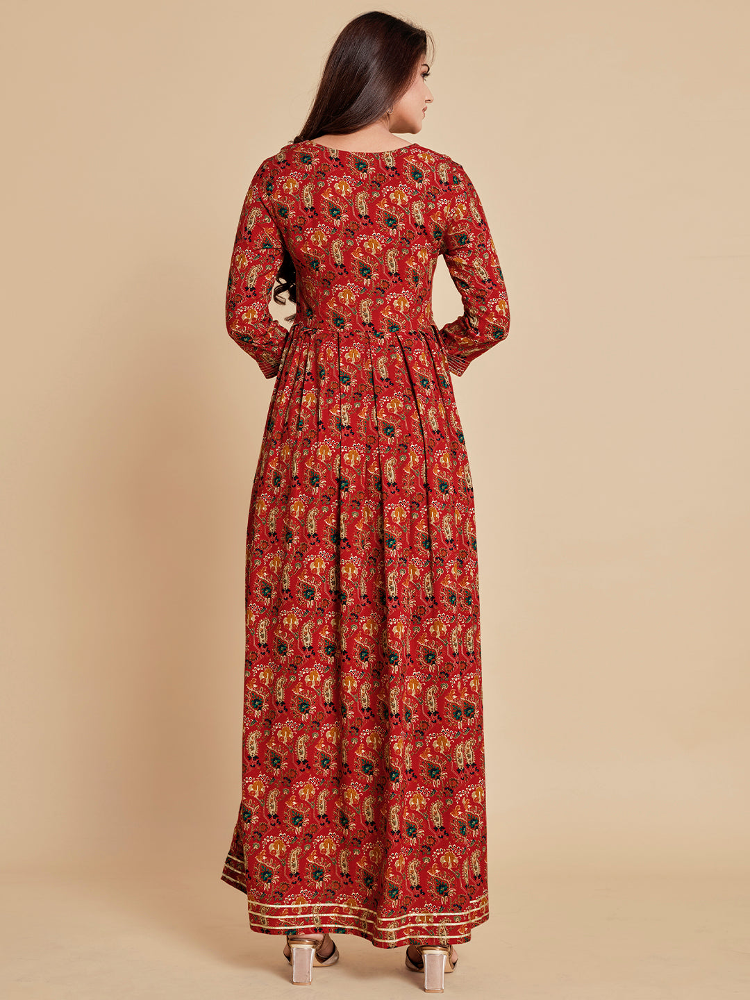 Paisley Print Flared Dress - ARH884R