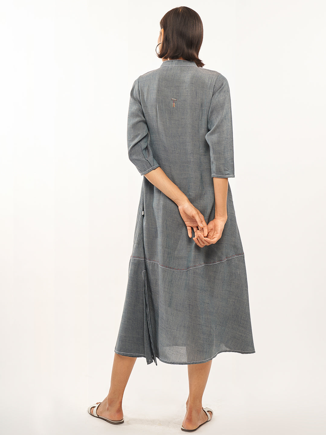 Grey A-Line Side Slit Dress - ARH895