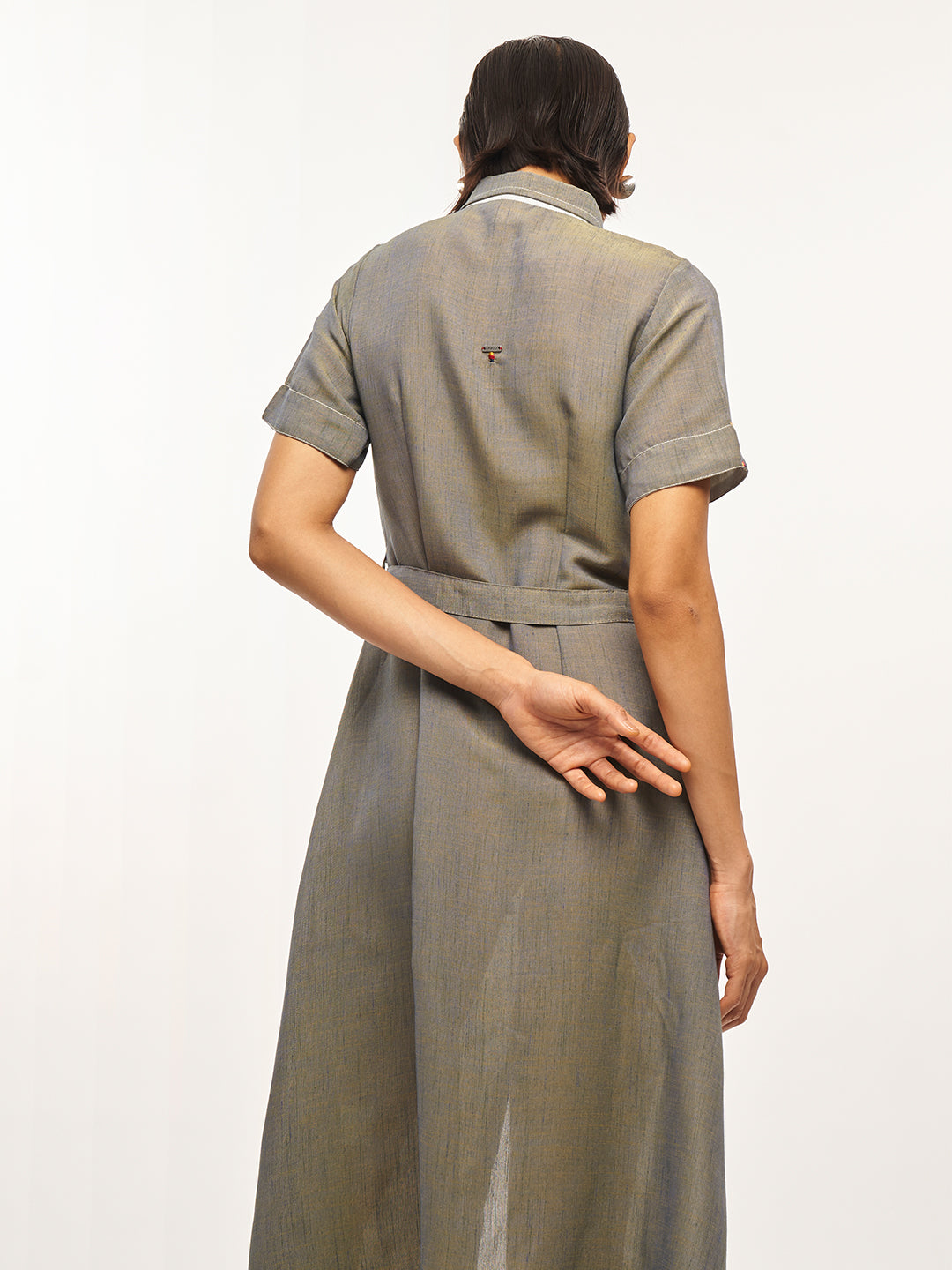 Olive Shirt Dress With Tie Up Belt - ARH909